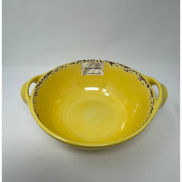 Tommy Bahama Melamine Serving Bowl Yellow Rustic Crackle   - NEW - Picture 1 of 3